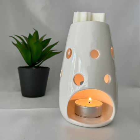Brule parfum céramique blanc à trou haut fondants parfumés