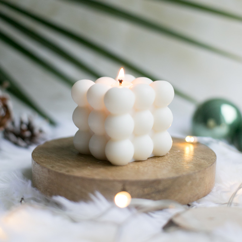 Bougie cube bubble, bougie végétale