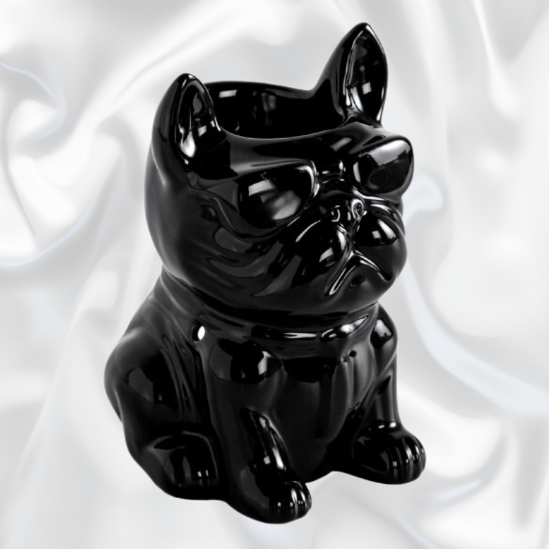 Brûle-parfums bouledogue noir