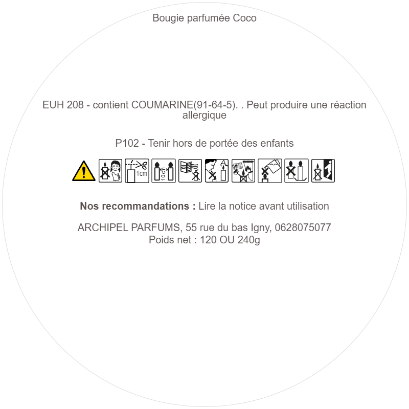 bougie coco étiquette clp
