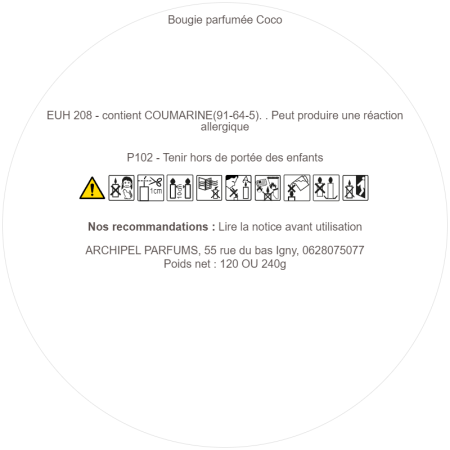 bougie coco étiquette clp