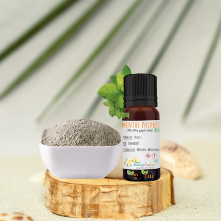 Argile verte fine et huile essentielle de Menthe Poivrée