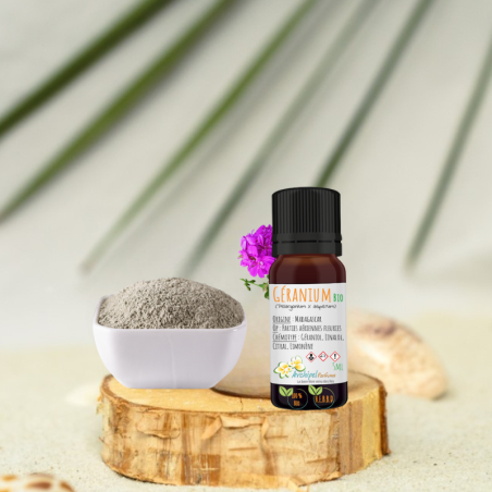 Argile verte fine et huile essentielle de Géranium bourbon