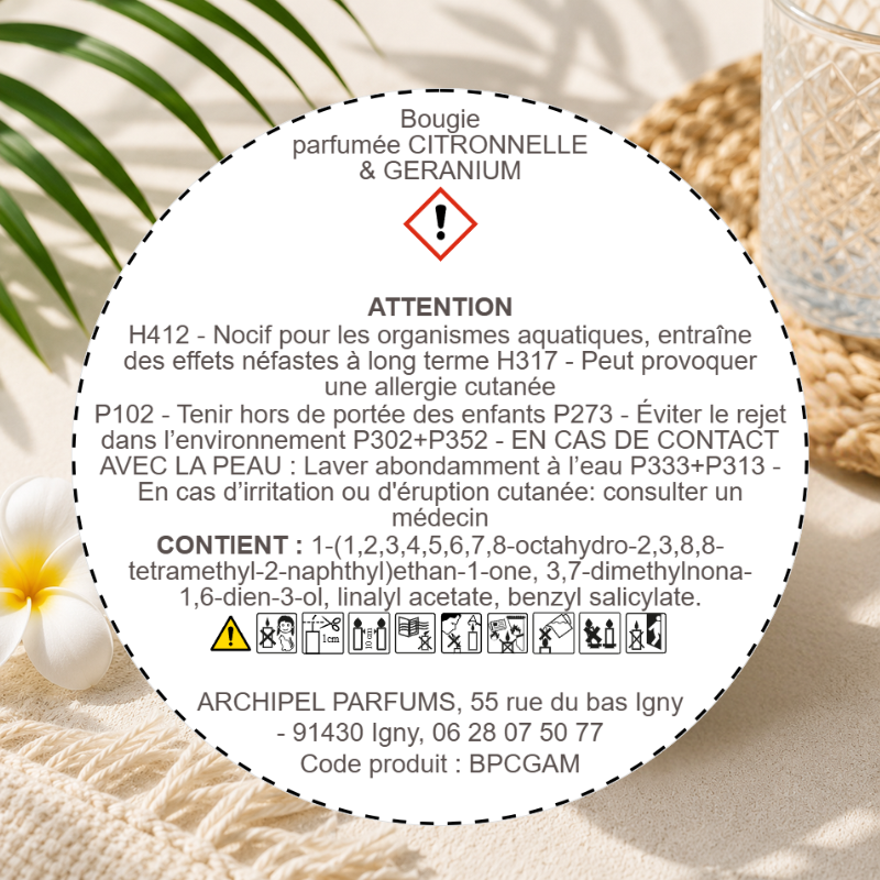 Bougie anti moustique étiquette
