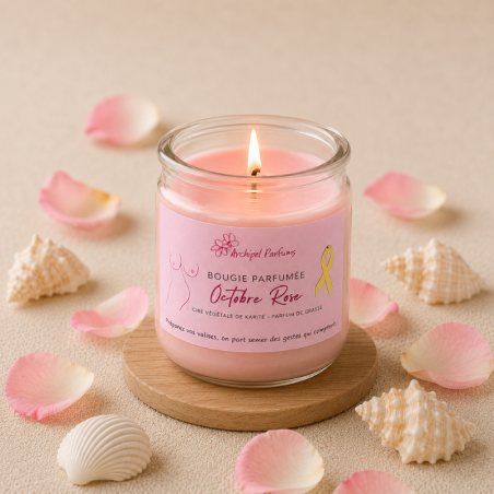 Bougie octobre rose parfum pivoine